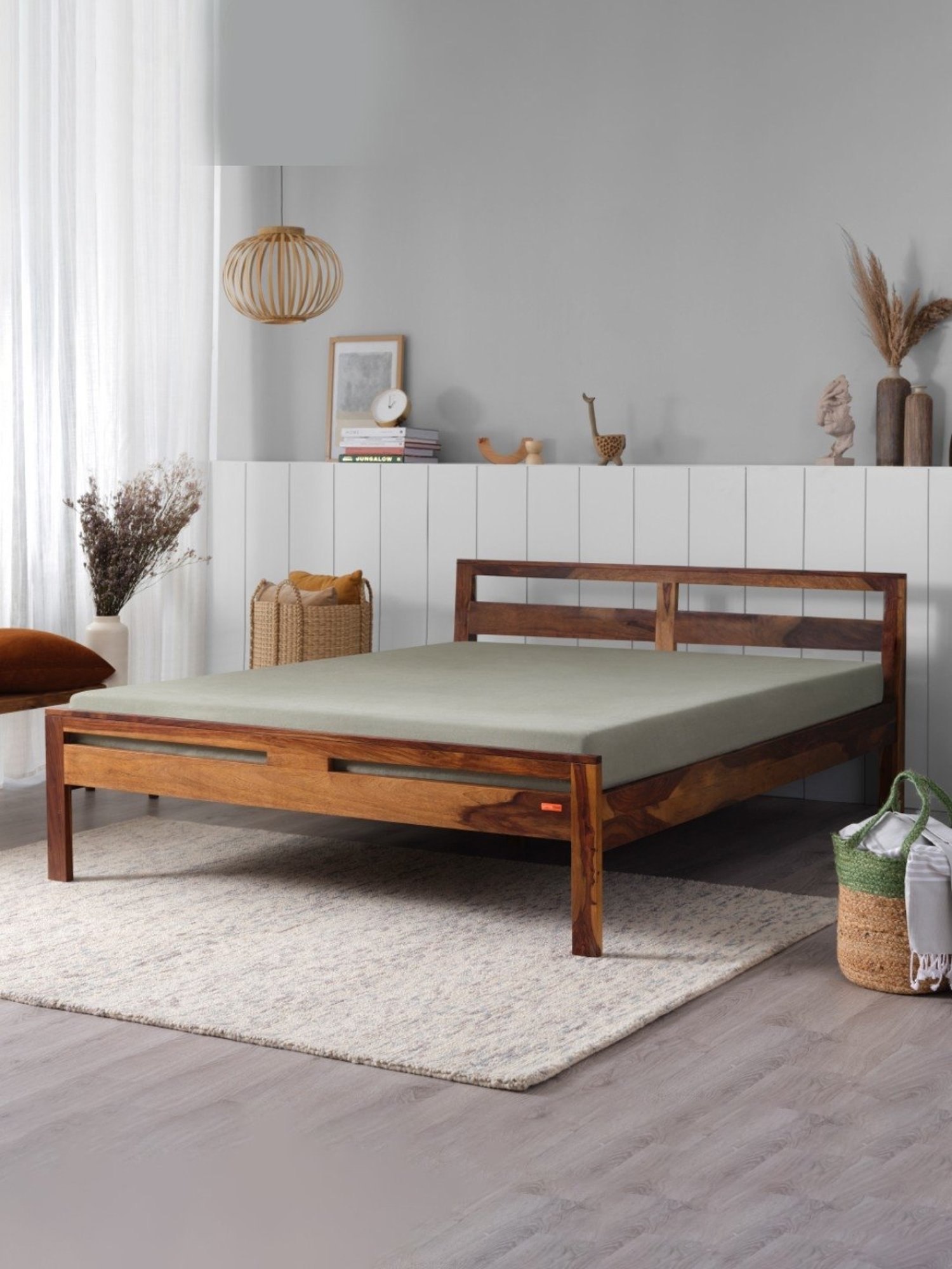 Sleepyhead V Teak Brown Sheesham Wood King Size Bed