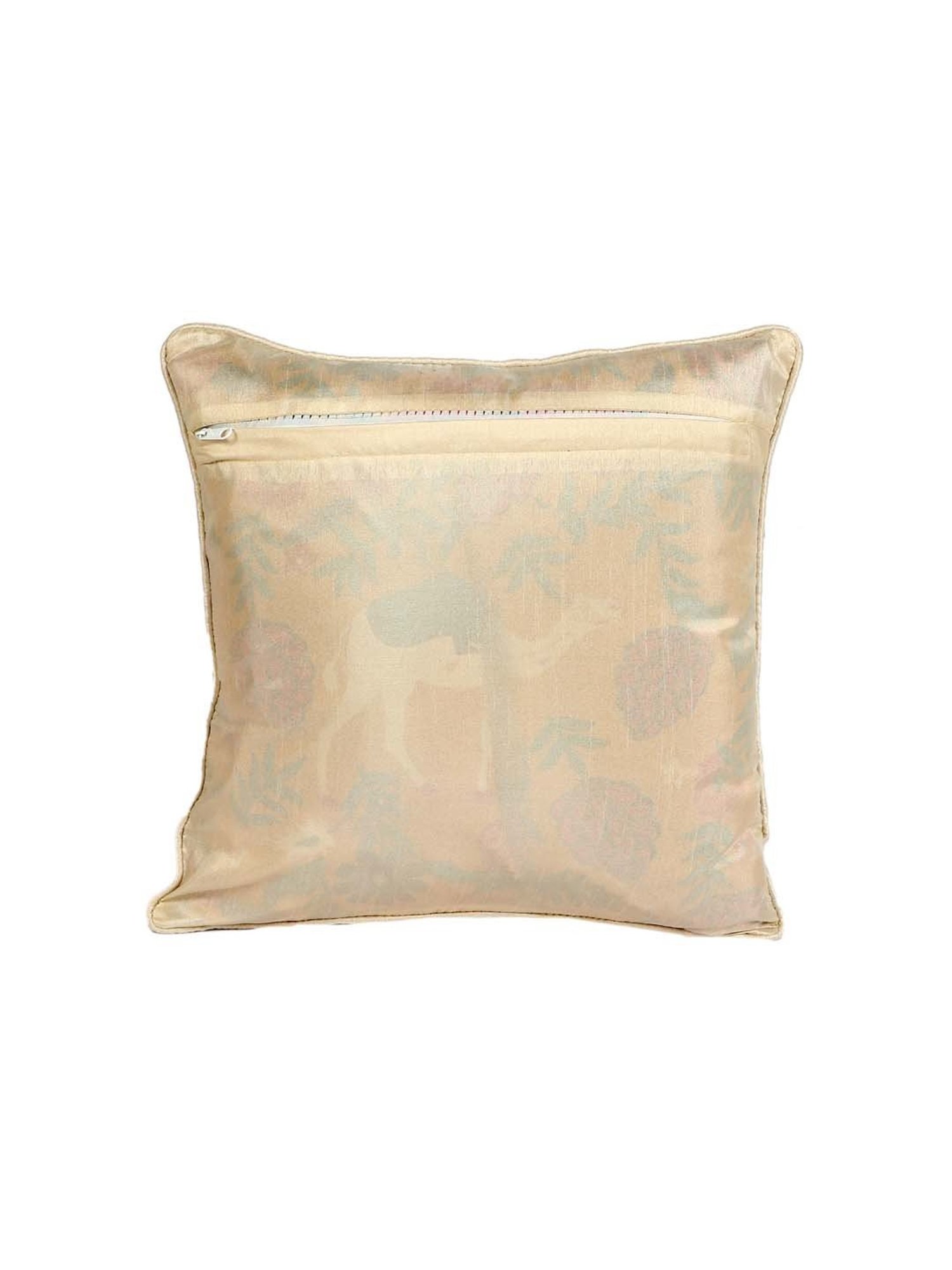 MFD HOME Furnishing Beige Velvet Cushion Cover - Set of 1