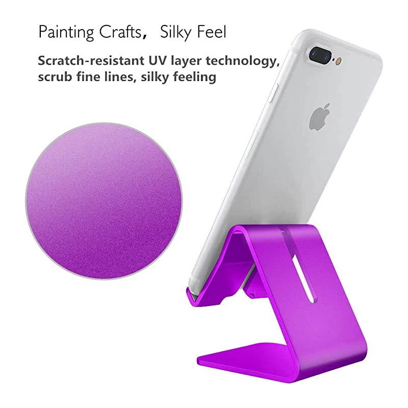 Cell Phone Stand Universal Portable Aluminum Desktop Charger Mount Holder Metal Tablets Dock Cradle for iPhone 11 X 8 7 6 Samsung Galaxy s10 9 All Smartphone Purple