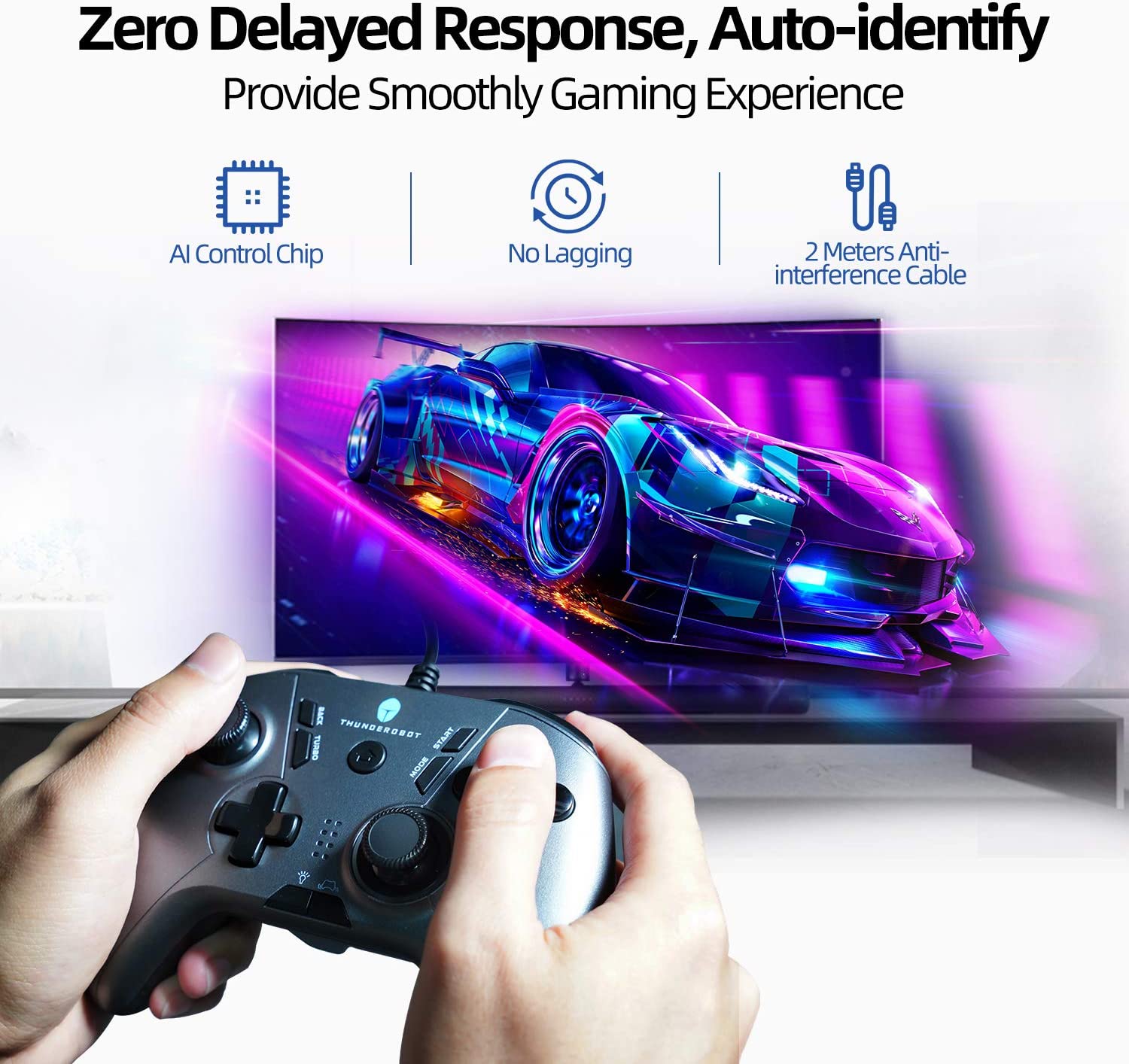 ThundeRobot Wired Gaming Controller,Gamepad G30 USB Wired PC Joystick Gamepad with Customized Buttons, Dual Vibration Motors, Ergonomic Laptop Game Controller for PC with Windows Vista/7/8/8.1/10