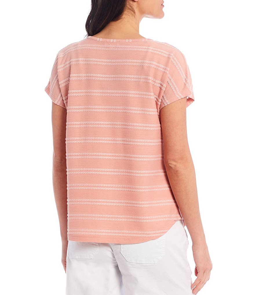 Westbound Short Sleeve Textured V-Neck Top