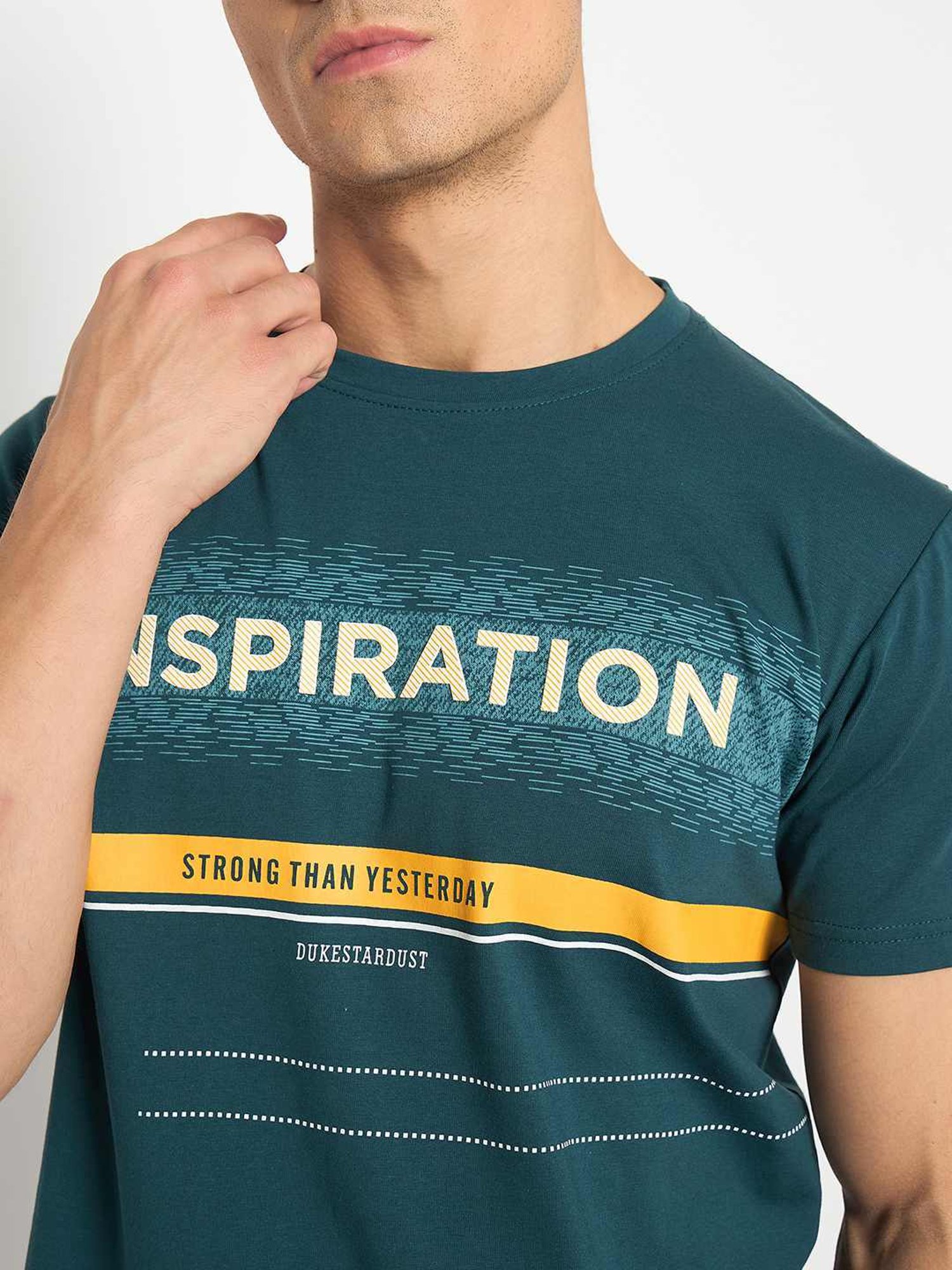 Duke Teal Slim Fit Printed T-Shirt