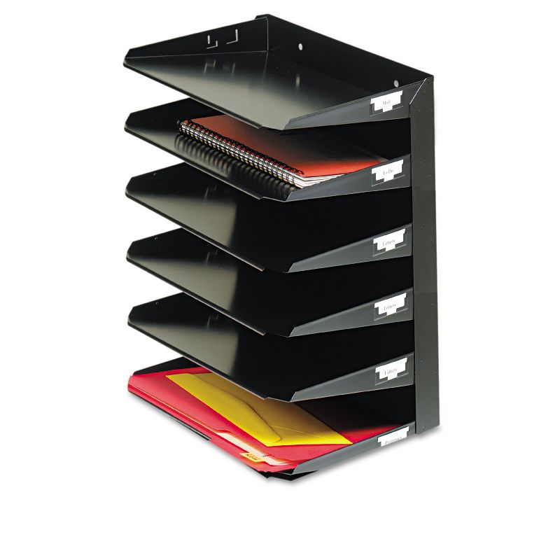 Steelmaster Multi-Tier Horizontal Letter Organizers Seven Tier Steel Black 2647HBK