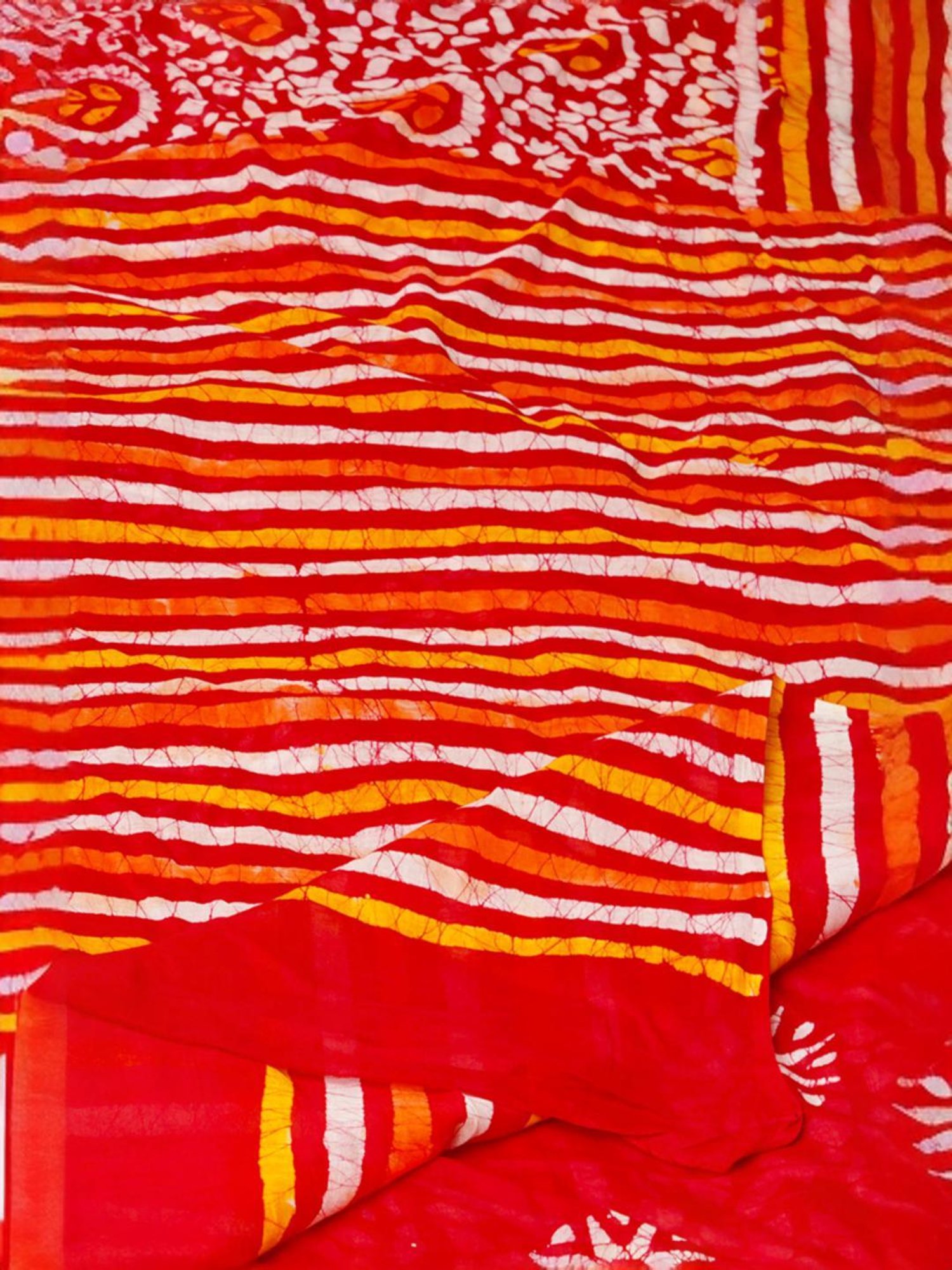 Unnati Silks Red Cotton Printed Saree With Unstitched Blouse