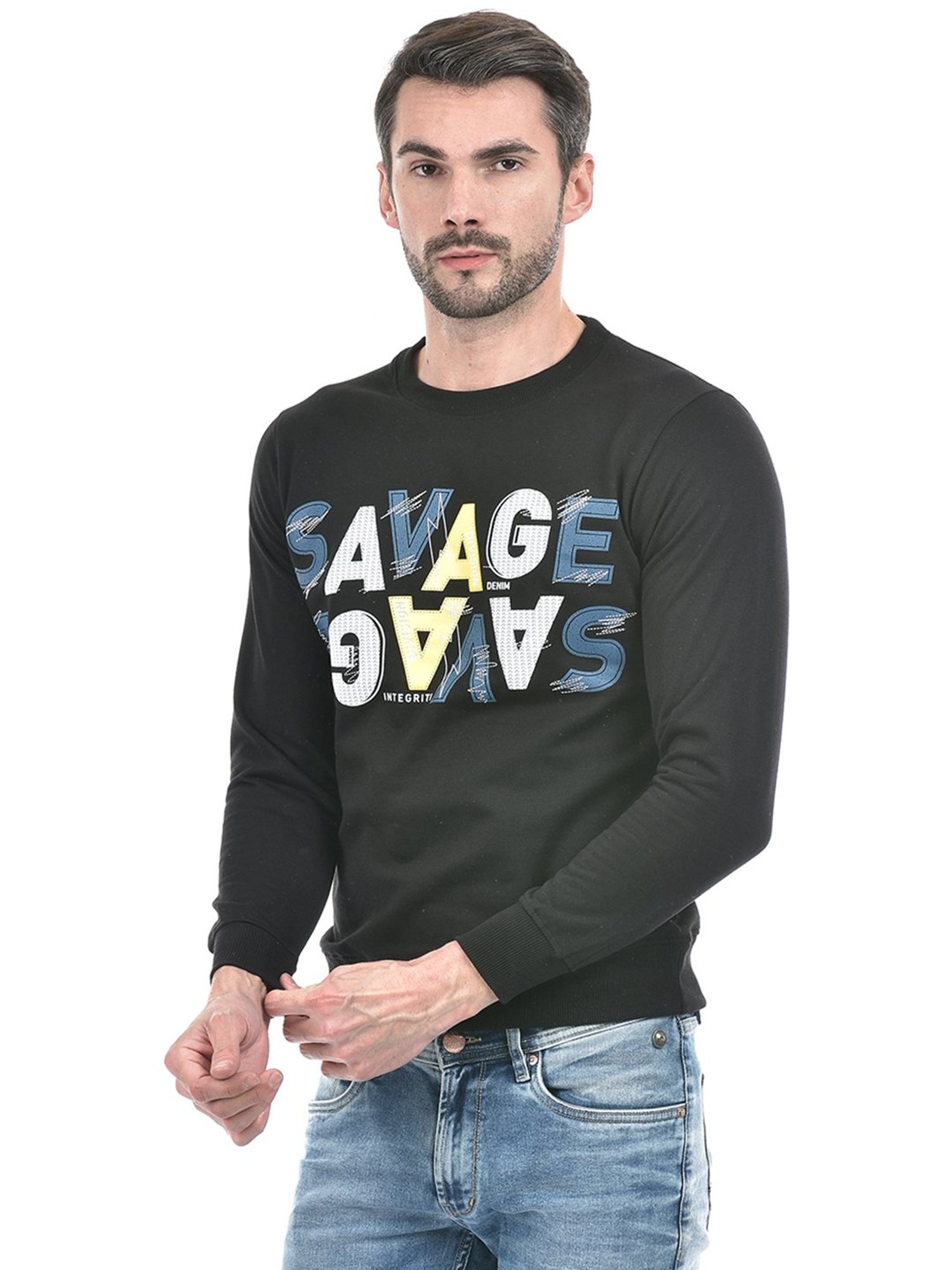 Integriti Black Regular Fit Printed Sweatshirt