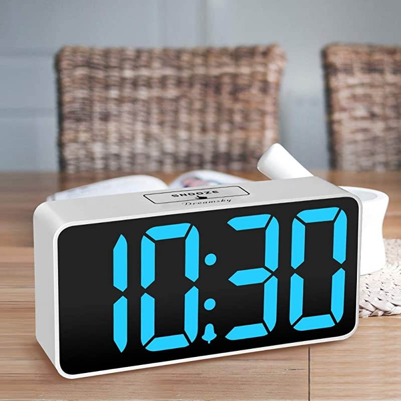 89 Inches Large Digital Alarm Clock with USB Charging Port Fully Adjustable Dimmer Battery Backup 1224Hr Snooze Adjustable Alarm Volume Bedroom Desk Alarm Clocks