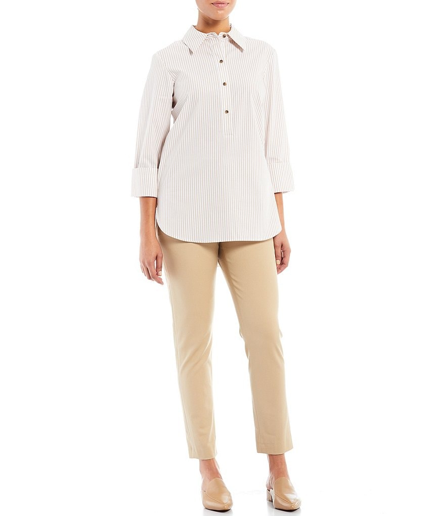 Preston & York Alexis Stripe Long Sleeve Button Down Woven Tunic