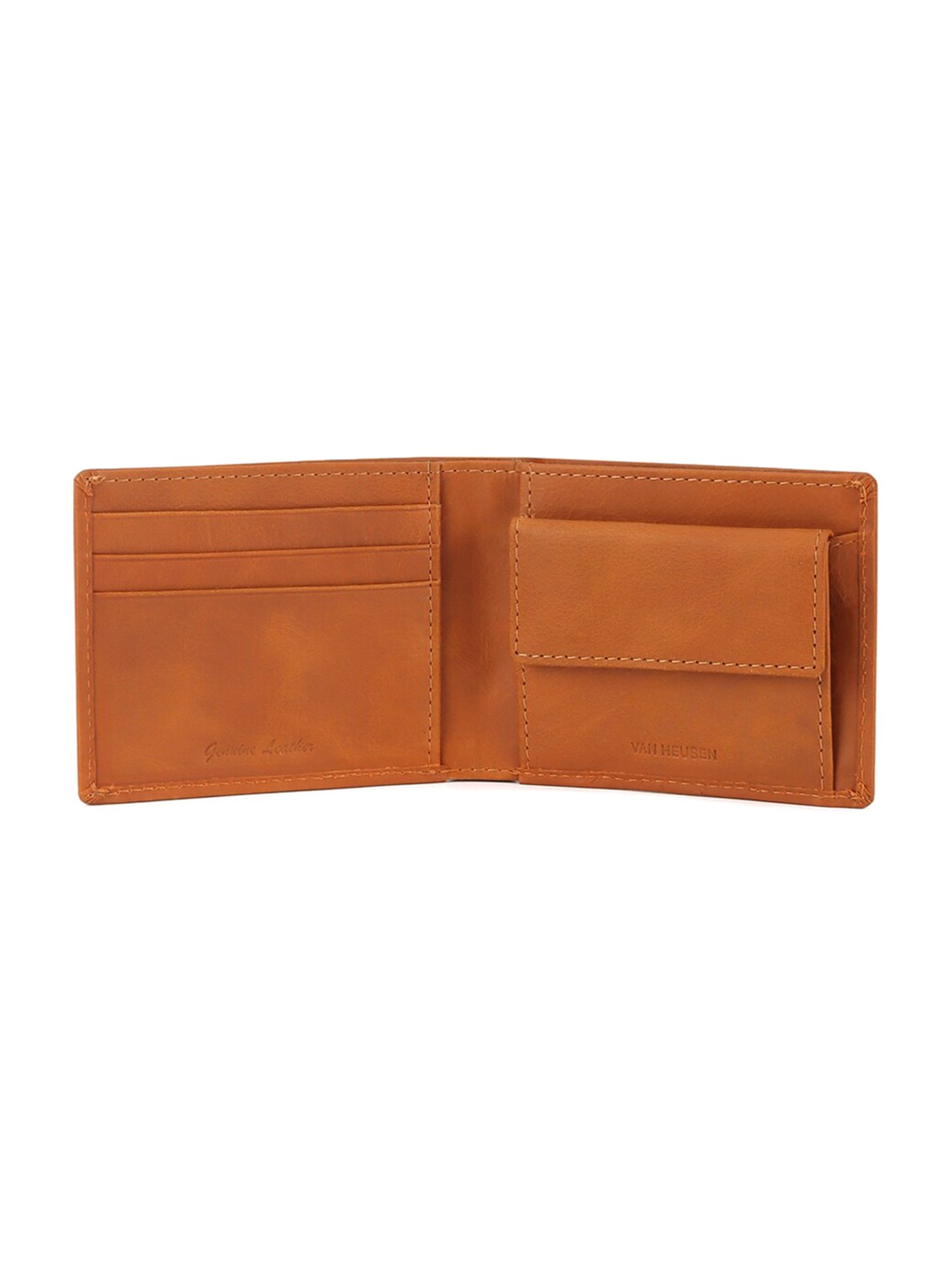 Van Heusen Brown Printed Leather Bi-Fold Wallet for Men