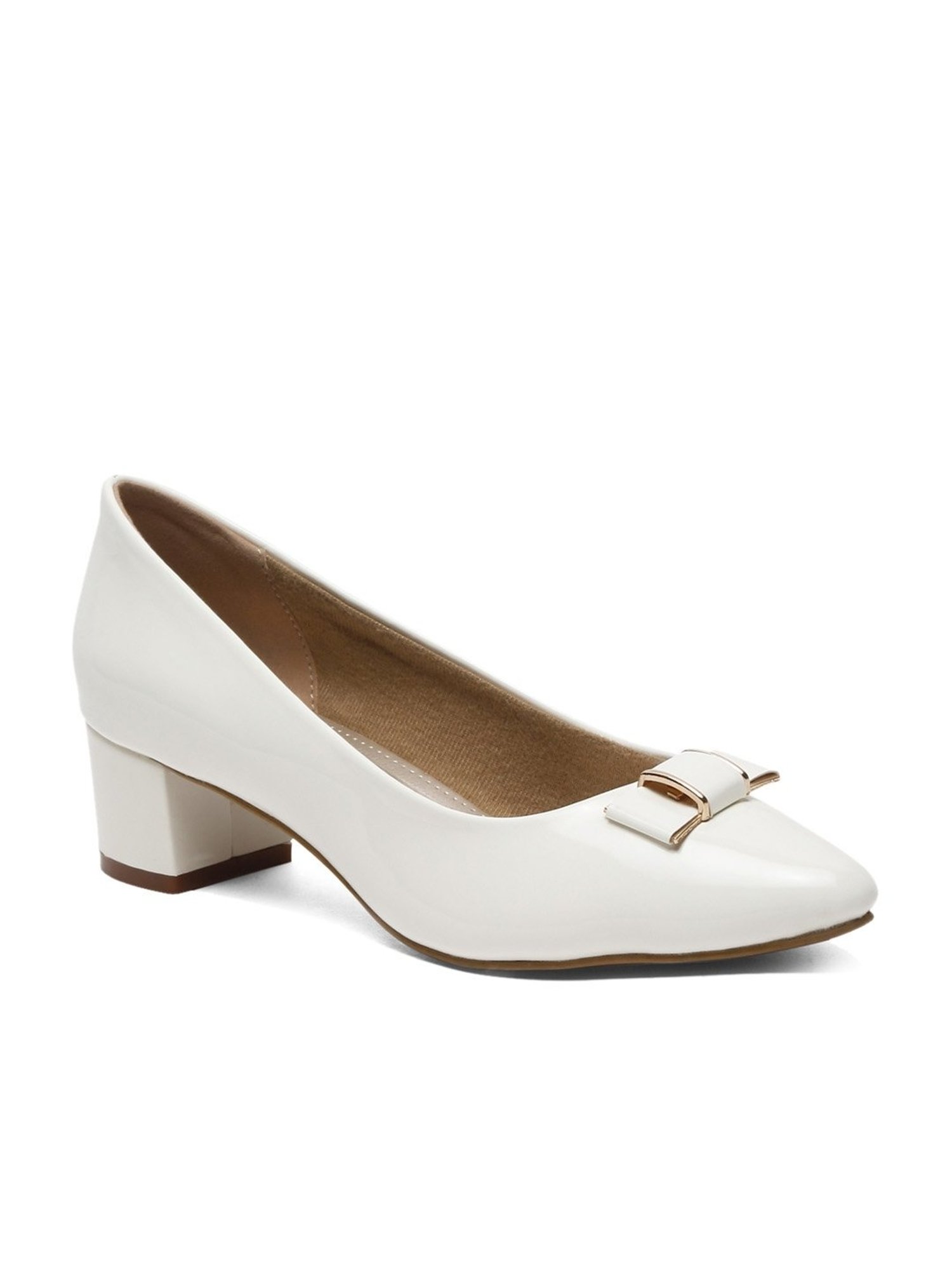 Flat N Heels Women's White Casual Pumps