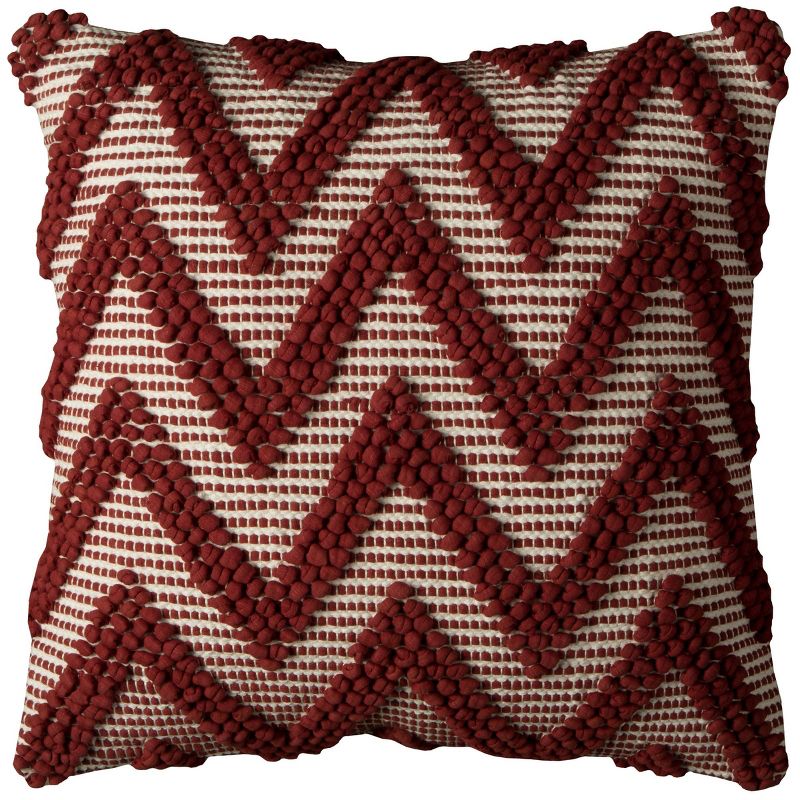 20"x20" Oversize Chevron Square Throw Pillow Cover Dark Red - Rizzy Home