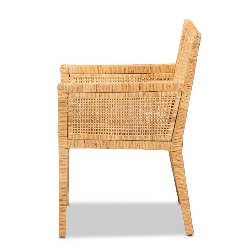 Karis Wood and Rattan Armchair Natural/White - Baxton Studio
