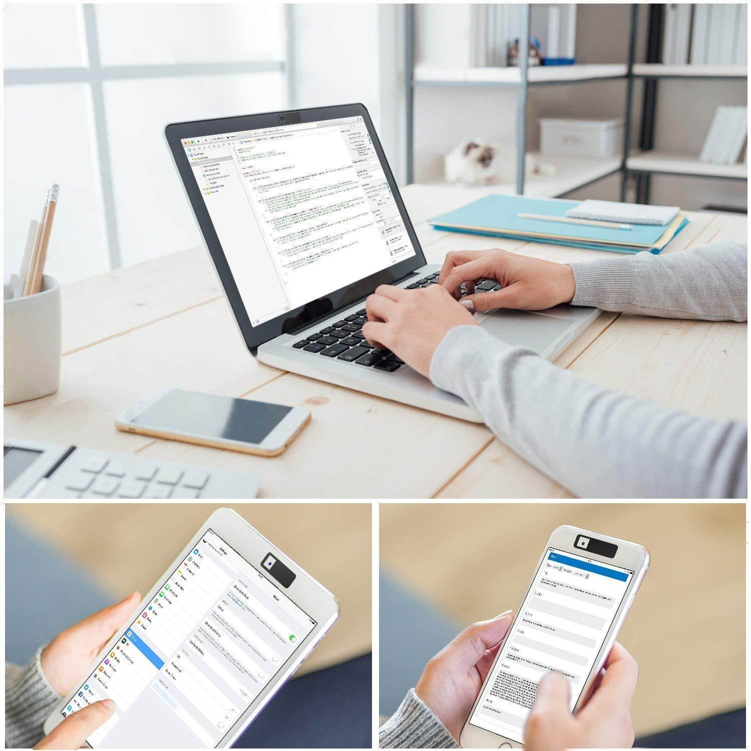 Laptop Webcam Cover Slide Thin (Family 3 Pack) | Laptop Web Camera Blocker Stickers Plastic | Block Web Cam on Laptops Slider | Camera Cover iPhone MacBook Pro.