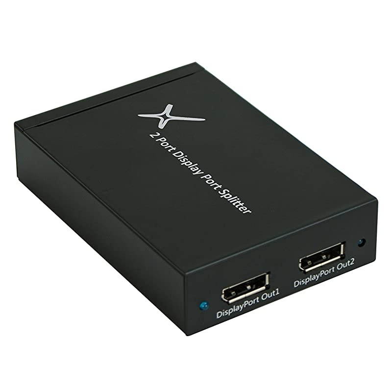 HDMI Full HD Display Splitter 1 in 2 Out 1x2 / 2 Port, DP 1.2a, 4K 2K 60Hz Powered Splitter, Support SST MST, Hbr2, 3D Formats and GTC Assist. (Dp++) - Black (66102)