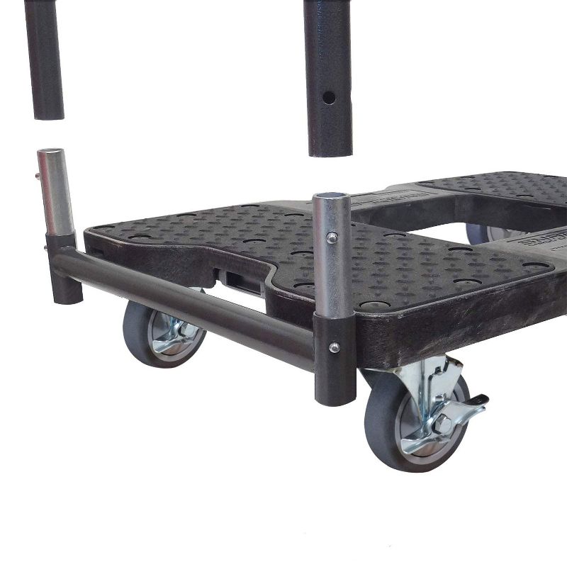 Snap Loc 1,200 lb Capacity General Purpose E Track Panel Cart Dolly Black, Heavy Duty 4 in Thermoplastic Swivel Non Marking Caster Wheels