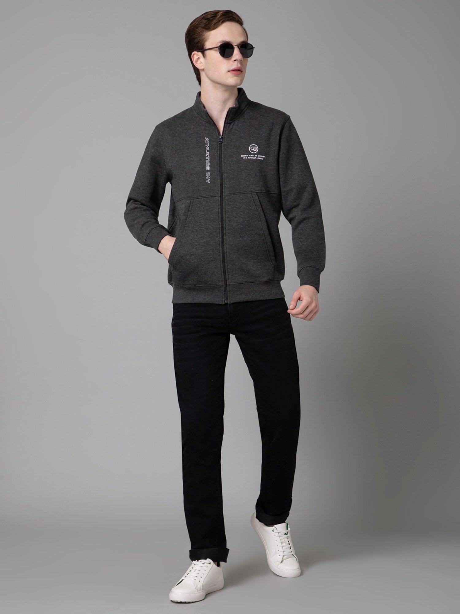Cantabil Charcoal Black Regular Fit Sweatshirt