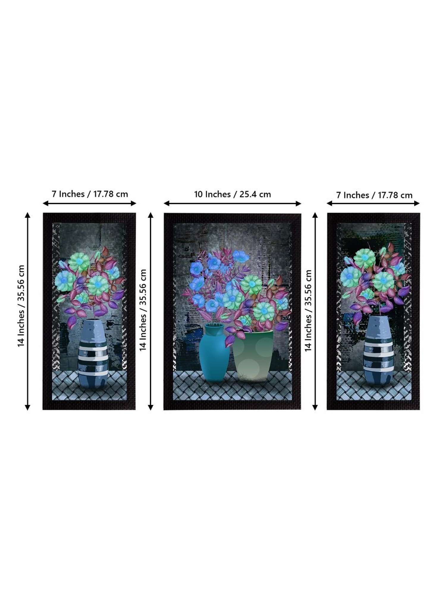 eCraftIndia Set of 3 Botanical and Floral Satin Matt Textured UV Art Painting
