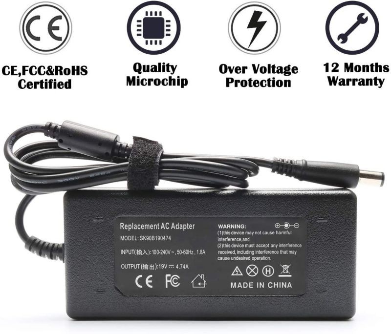 90W AC Adapter Laptop Charger Compatible for HP Probook 4530s 4540s 4330s 4430s 4440s 6550b 6460b 6560b 6470b 6570b HP Compaq 6530b 6730b 6910p nx9030 Laptop Notebook PC Power Supply Cord Plug