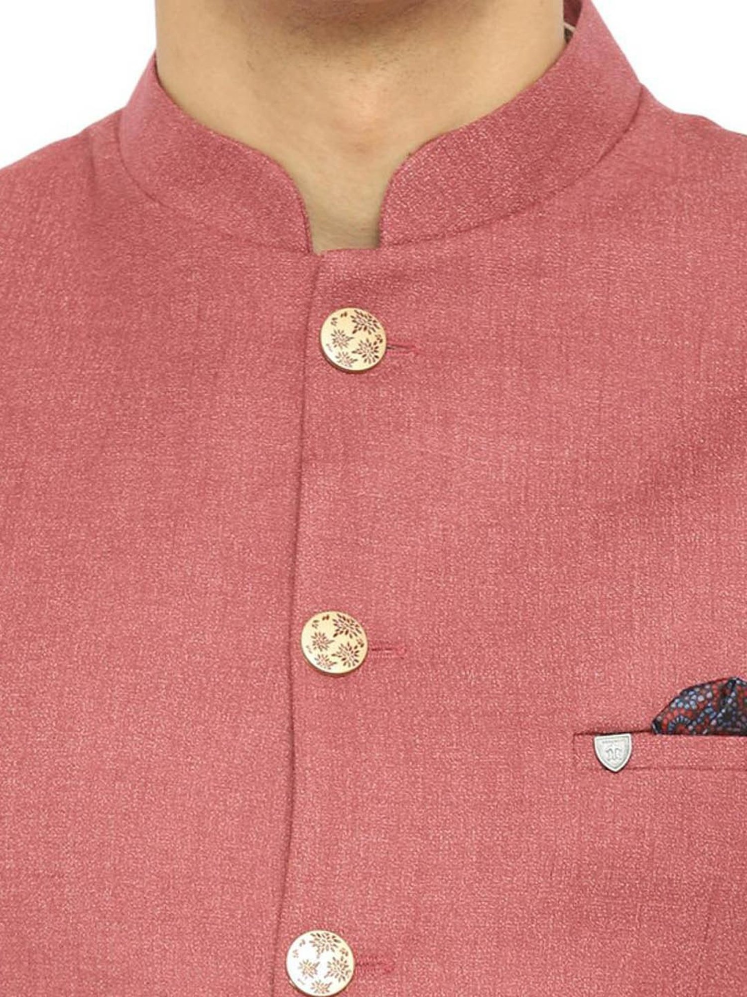 Turtle Pink Cotton Slim Fit Nehru Jacket