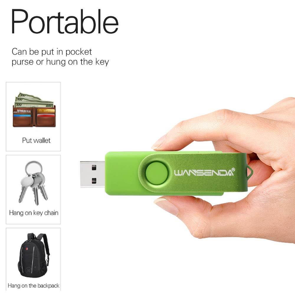 Wansenda OTG USB Flash Drive 16GB 32GB 64GB 128GB USB 2.0 for Android Devices/PC/Tablet/Mac (32GB, Green)