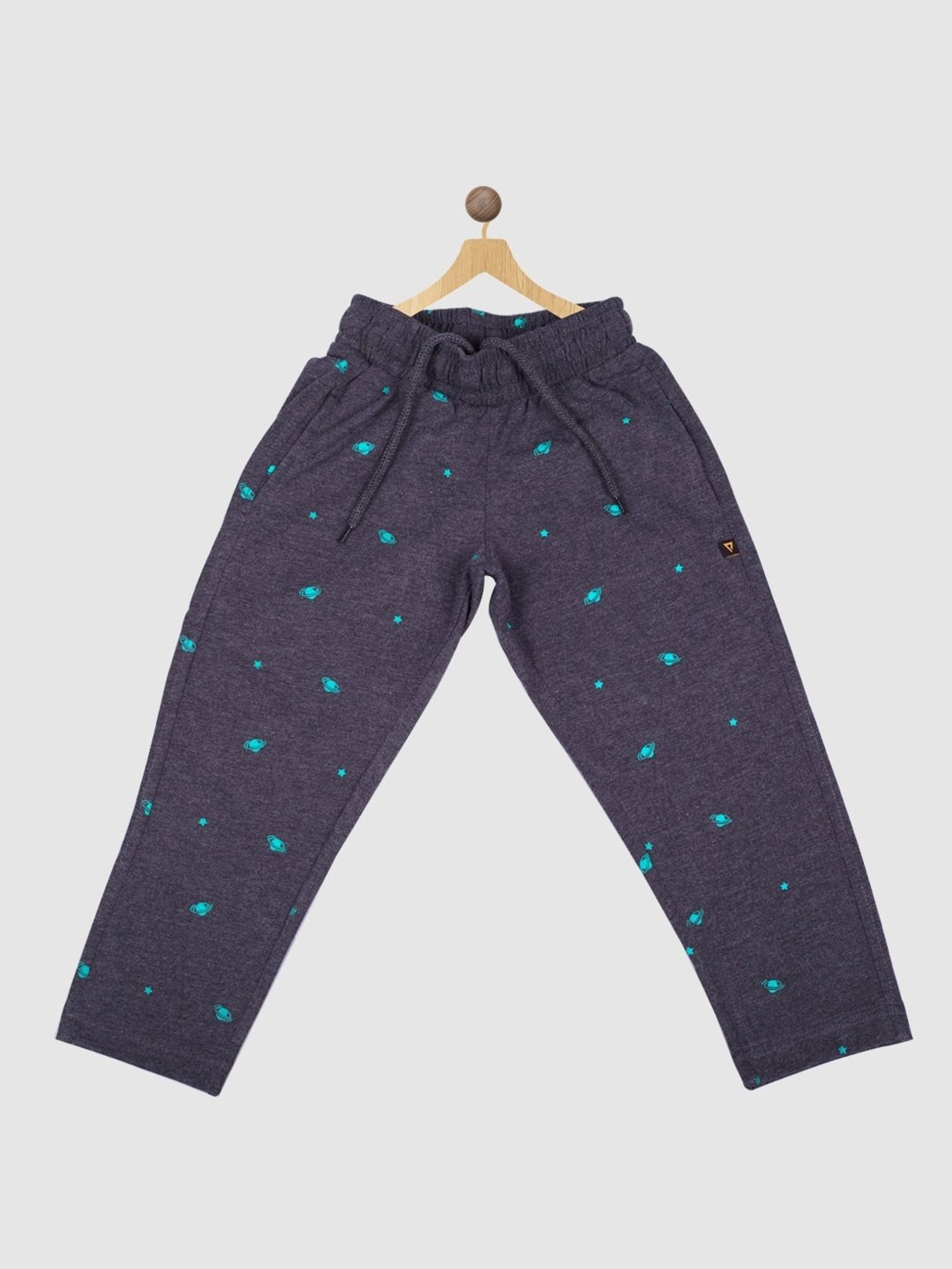 Proteens Kids Anthra Grey Cotton Printed Trackpants