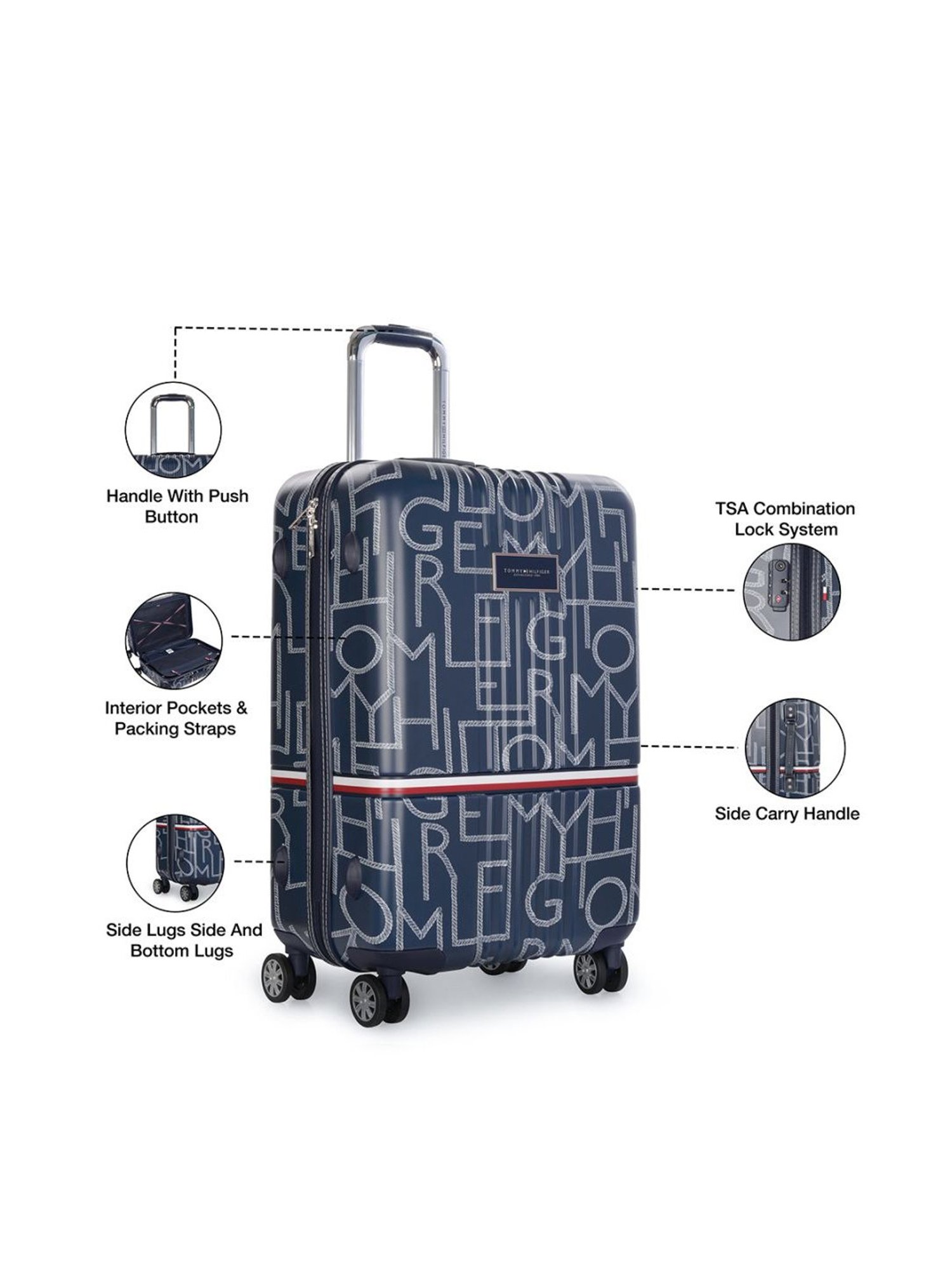 Tommy Hilfiger Navy Small Hard Cabin Trolley - 25 cm
