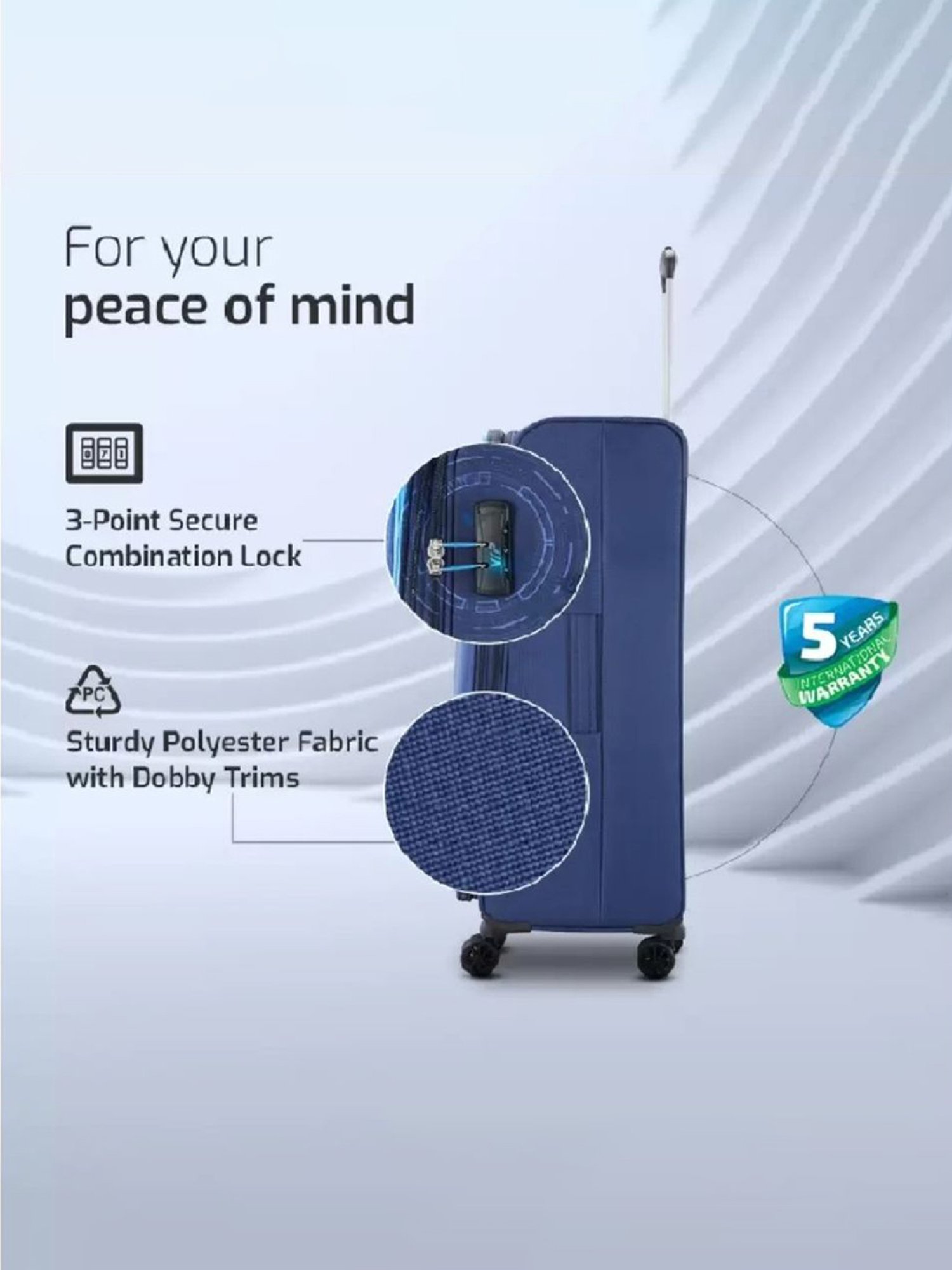 VIP Suprema Blue Solid Soft Medium Trolley Bag - 30 cm