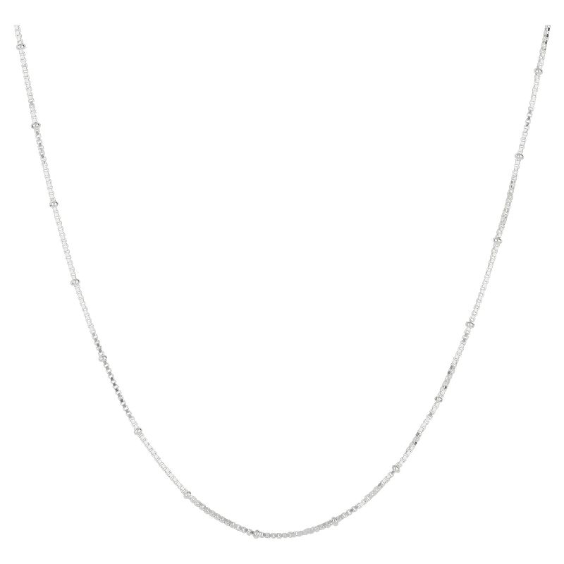 Box Chain Necklace with Crimp Beads in Sterling Silver - 18" with 3" Extender