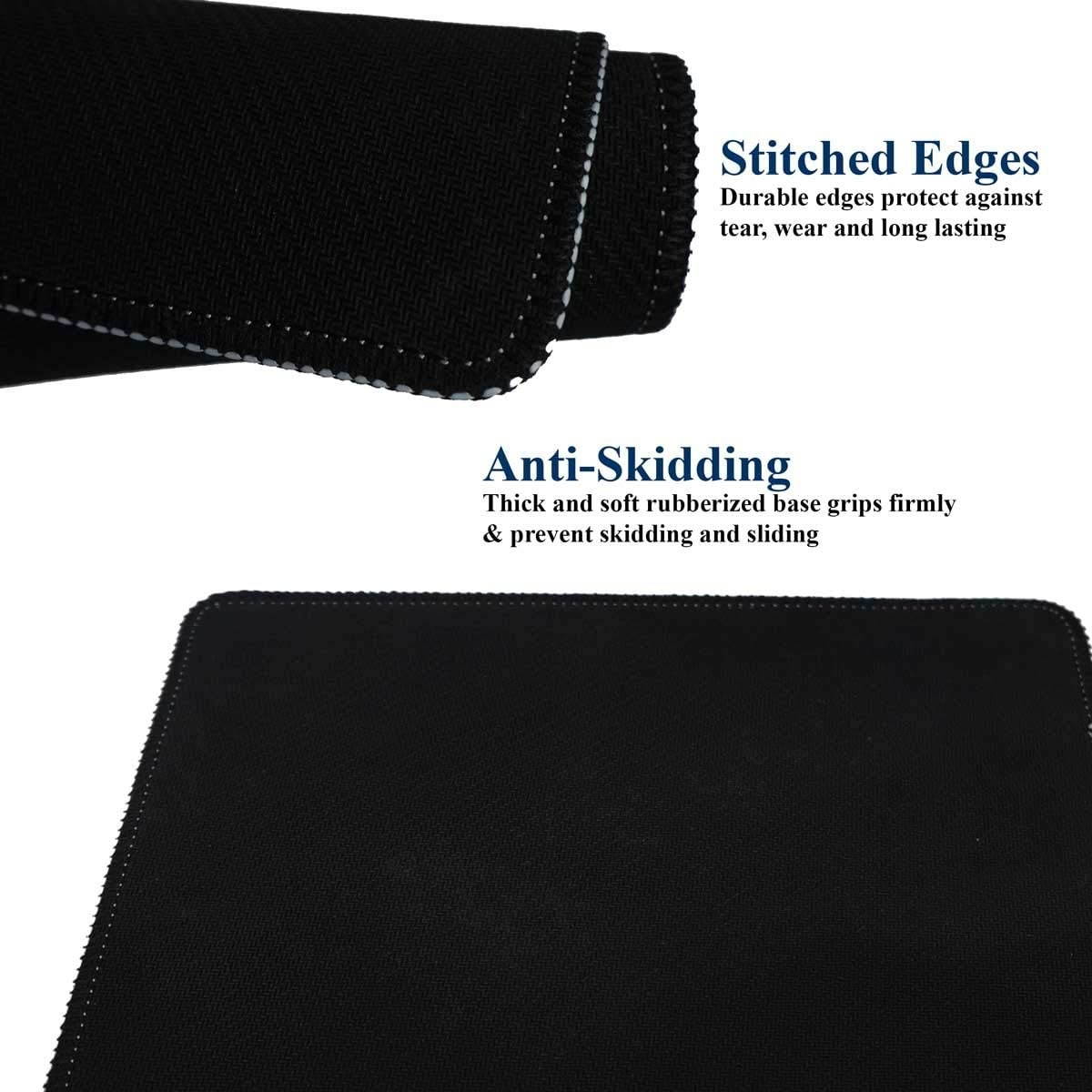 Meffort Inc Mouse Pad with Stitched Edges & Non-Slip Base, Smooth Silk Surface Gaming Mousepad - Wolf Design