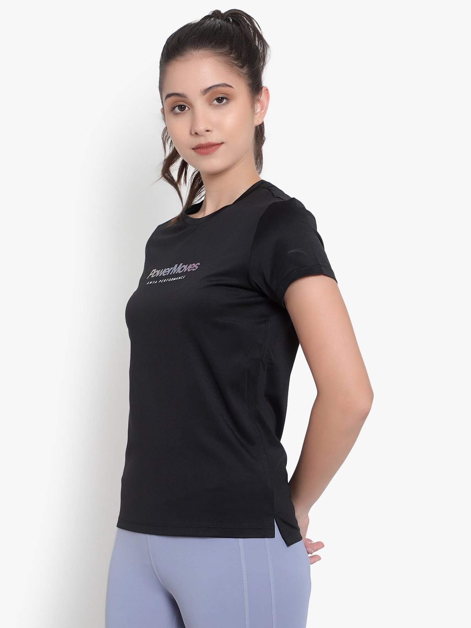 Anta Black Printed Sports T-Shirt