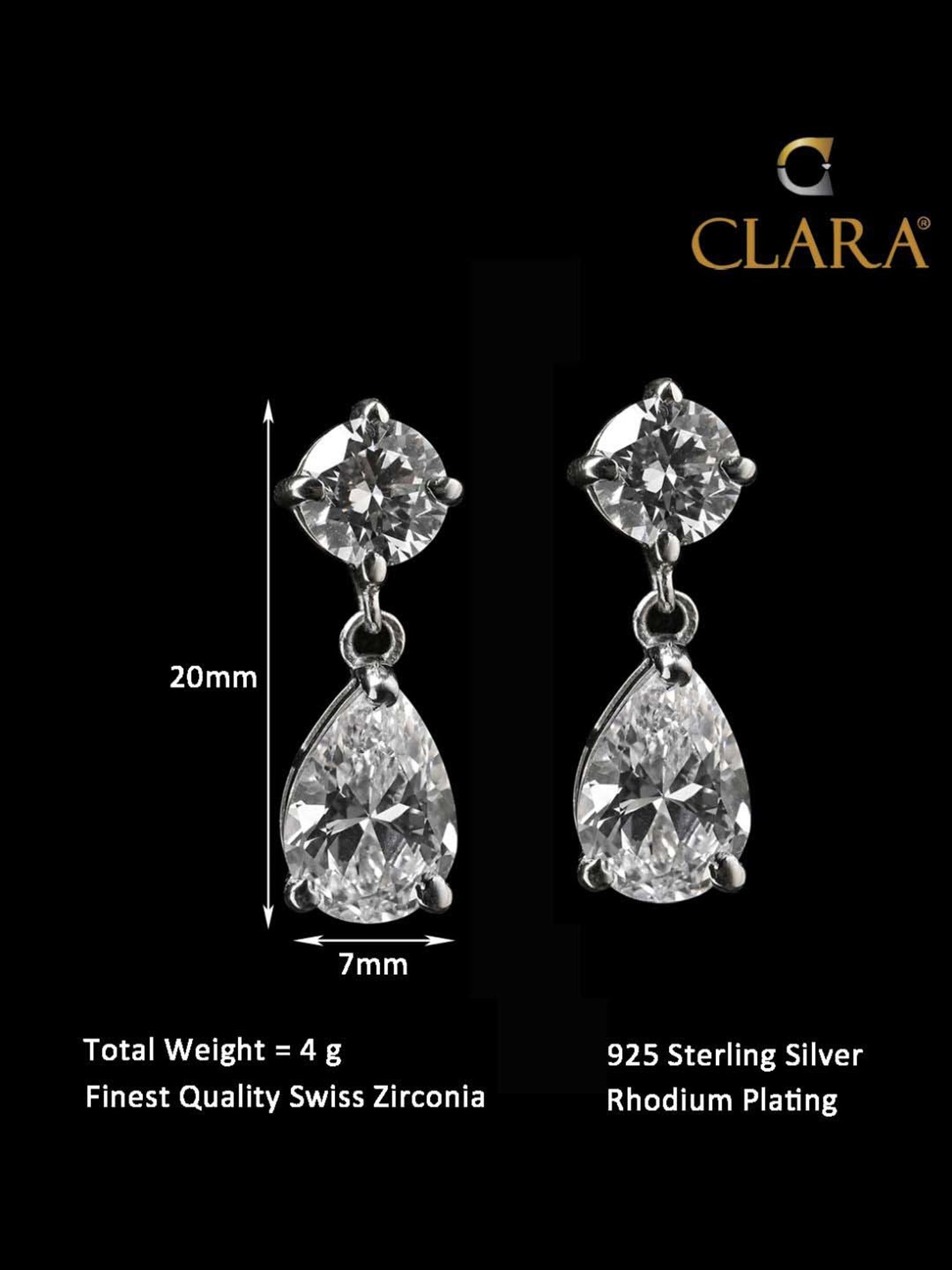 Clara 92.5 Sterling Silver Stone Liba Drop Earrings for Women
