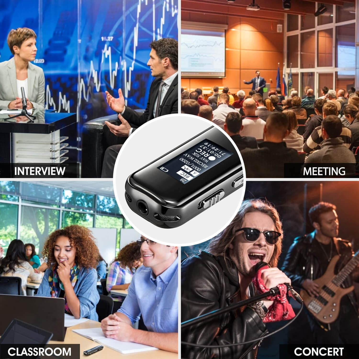 Voice Activated Digital Audio Recorder, iRULU 16GB PCM HD Stereo Noise Reduction Recorder with Playback, Easy Operation Recording Device for Lecture Interview Meeting