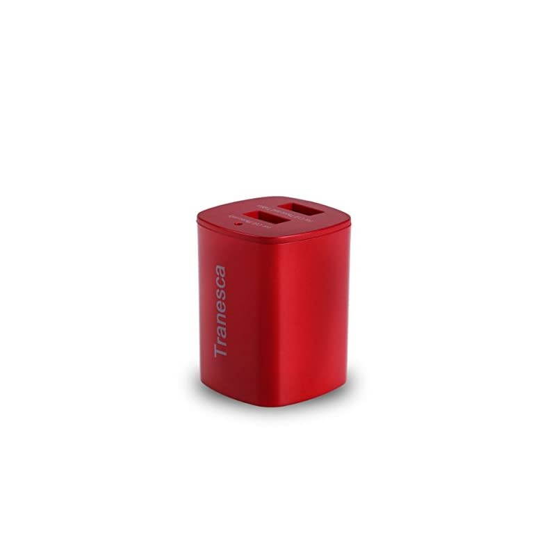 Dual USB Port Travel Wall Charger with Foldable Plug Compatible with iPhone XSXRX8766Plus Samsung Galaxy S7S6S5 Edge LG HTC Moto Kindle and MoreRed