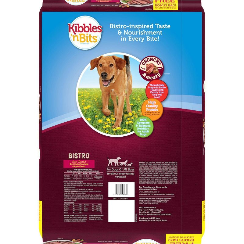 Kibbles 'n Bits Bistro Beef, Spring Vegetable & Apple Flavors Adult Complete & Balanced Dry Dog Food - 17.6lbs