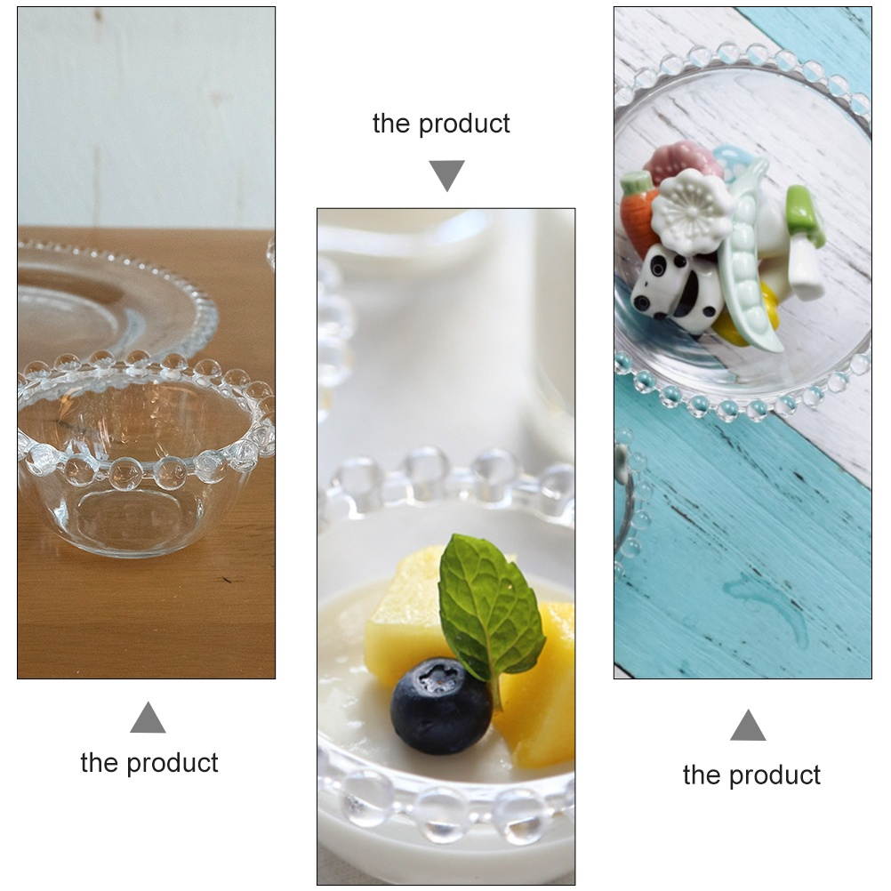 1Pc Transparent Glass Bowl Chic Vegetable Salad Bowl Fruit Plate Storage Bowl