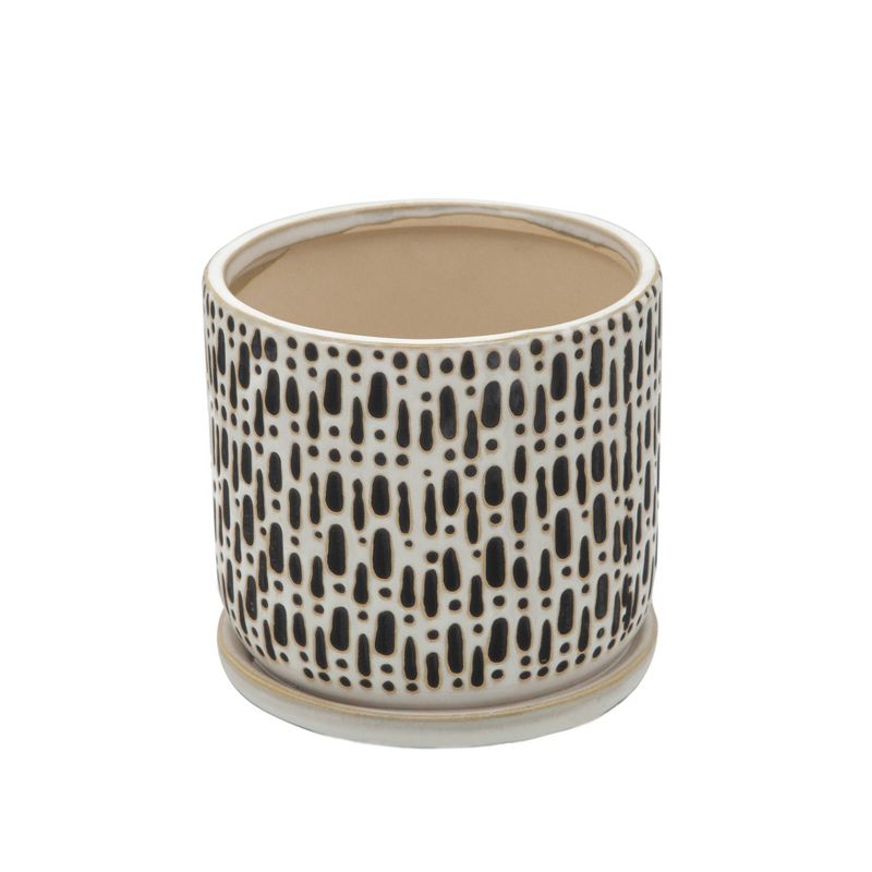 Set of 2 Dotted Planters with Saucer Beige - Sagebrook Home