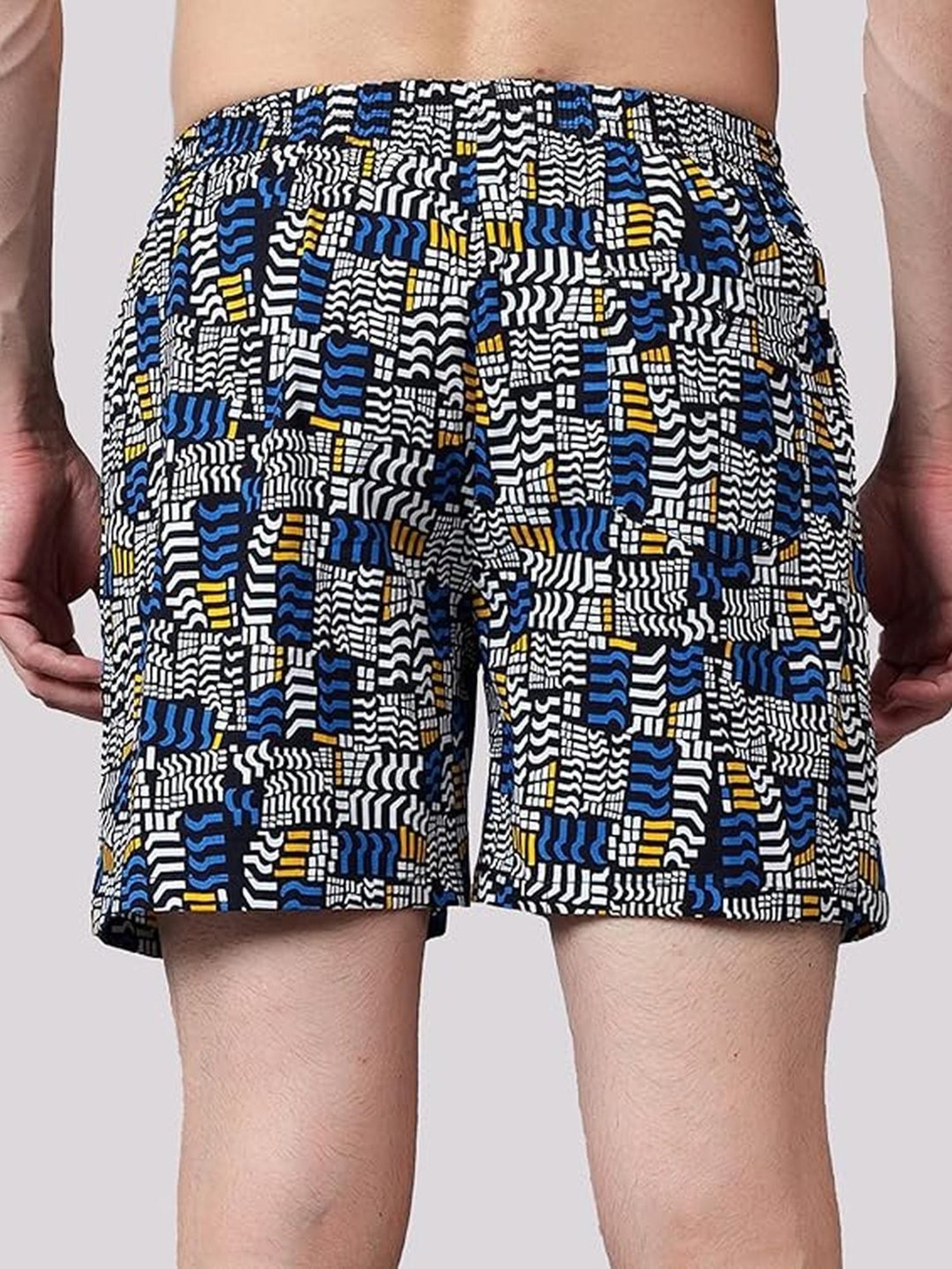 Freecultr Bits Marine Cotton Regular Fit Printed Lounge Shorts