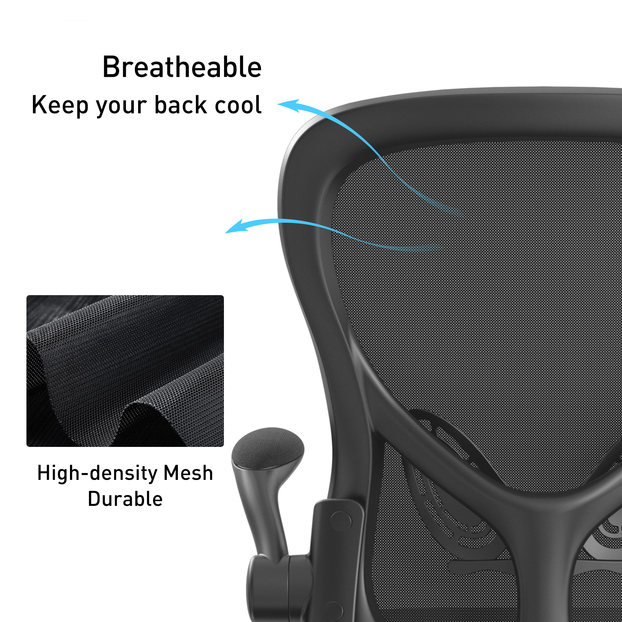 Hbada Office Chair, Ergonomic Desk Chair, Computer Mesh Chair with Lumbar Support and Flip-up Arms, Black