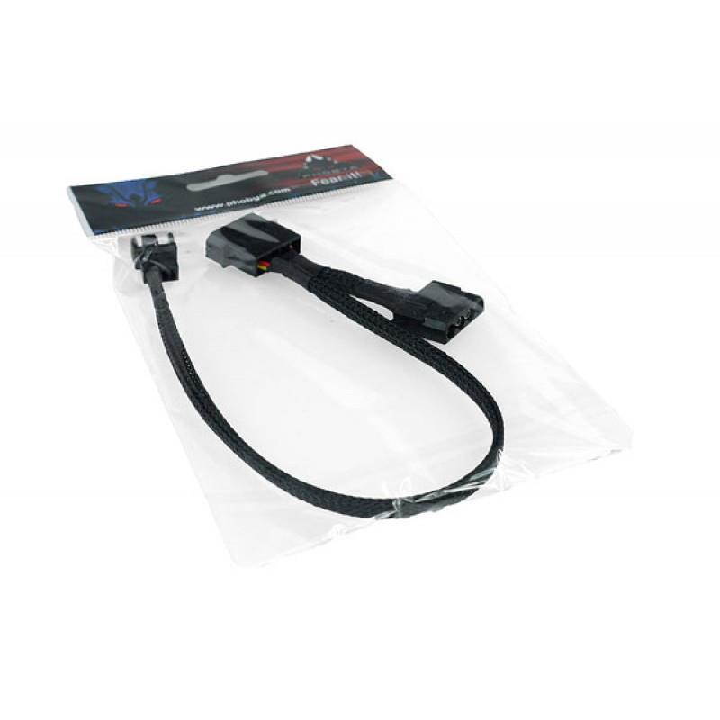 Phobya 4-Pin Molex Passthrough to 4-Pin PWM Cable - 30cm | Black (81118)