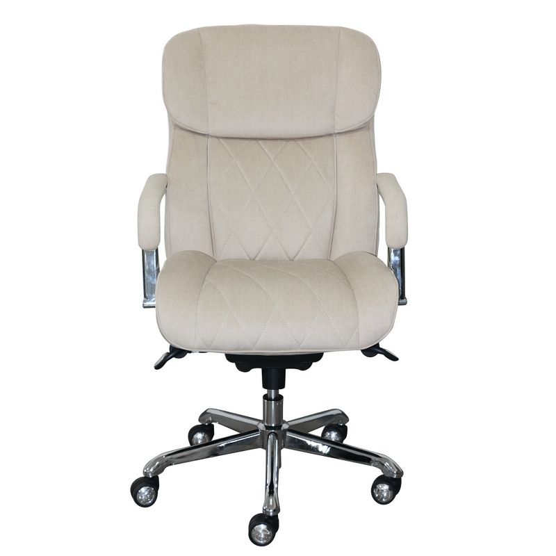 Sutherland Quilted Fabric Office Chair with Padded Arms Cream - La-Z-Boy