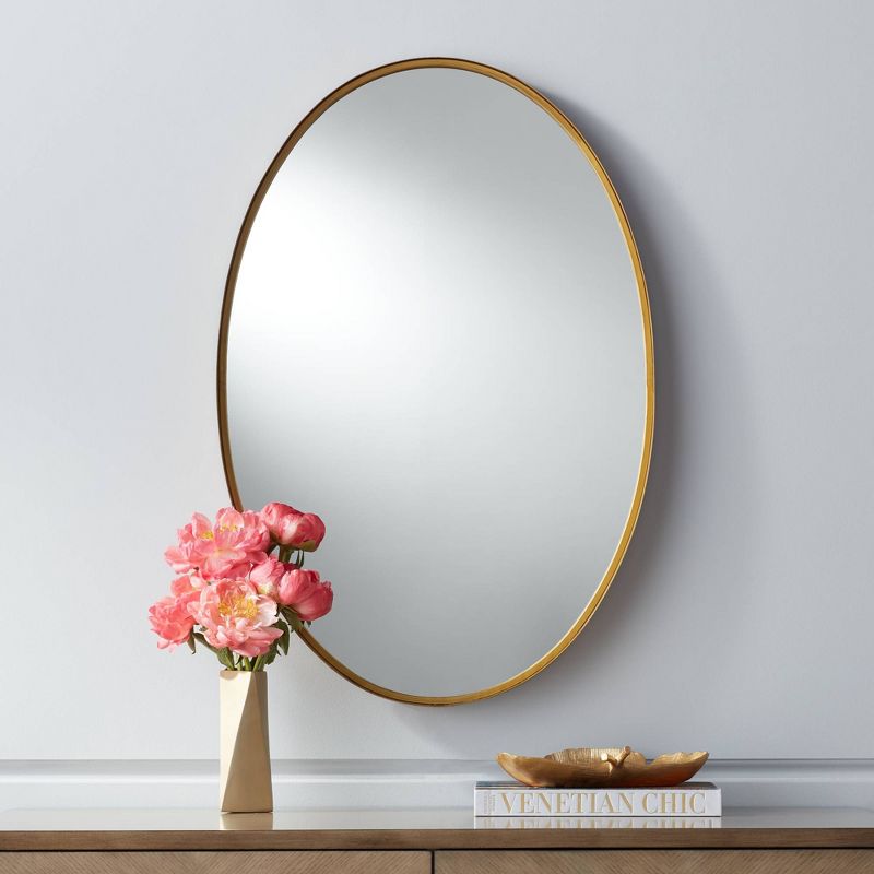 Noble Park Harnes Gold 24 1/4" x 36" Oval Wide Lip Wall Mirror