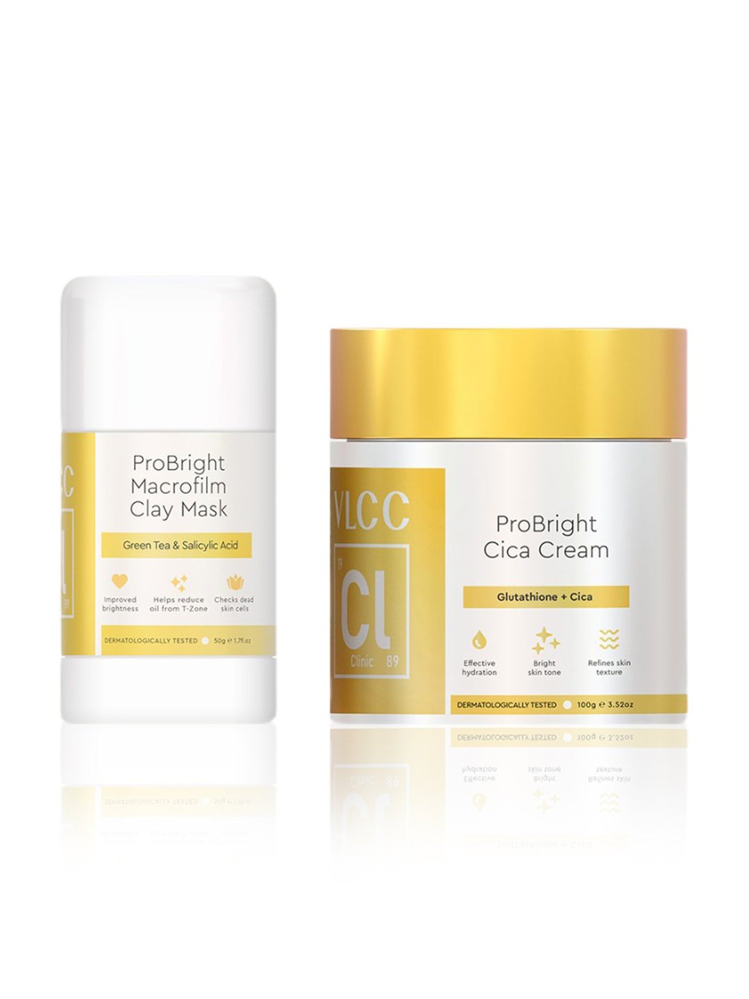 VLCC Clinic ProBright Macrofilm Clay Mask & Cica Cream Combo