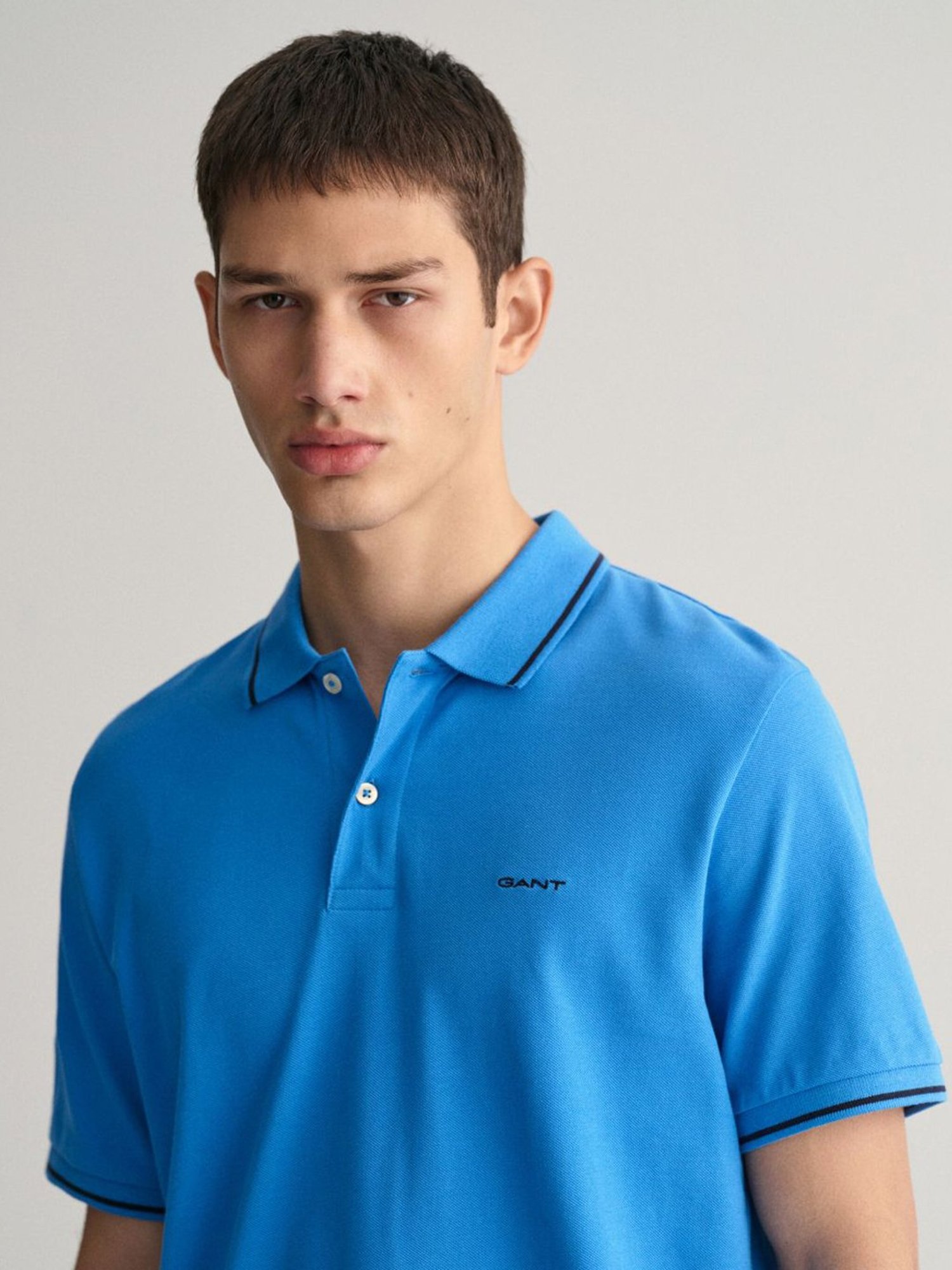 Gant Blue Cotton Regular Fit Polo T-Shirt