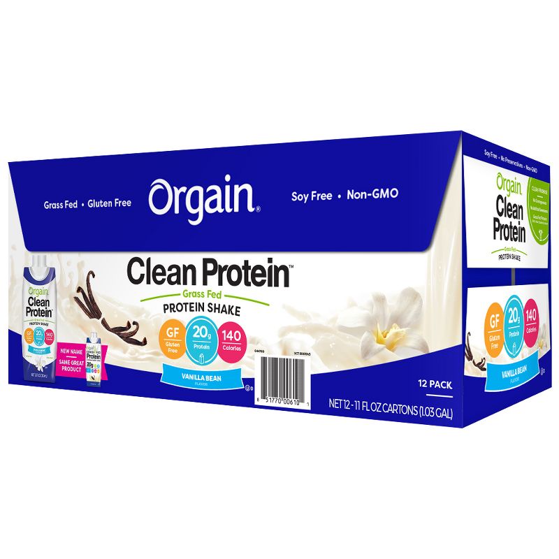 Orgain Clean Grass-Fed Protein Shake - Vanilla Bean - 12ct
