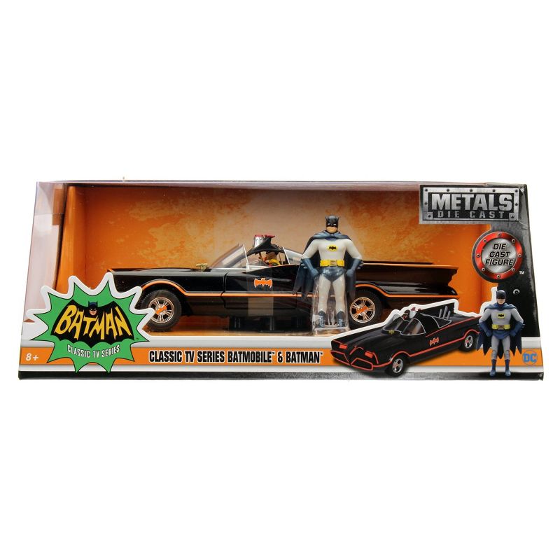 Jada Toys Hollywood Rides Classic TV Series Batmobile Die-Cast Vehicle with Batman Die-Cast Figure 1:24 Scale Primer Black