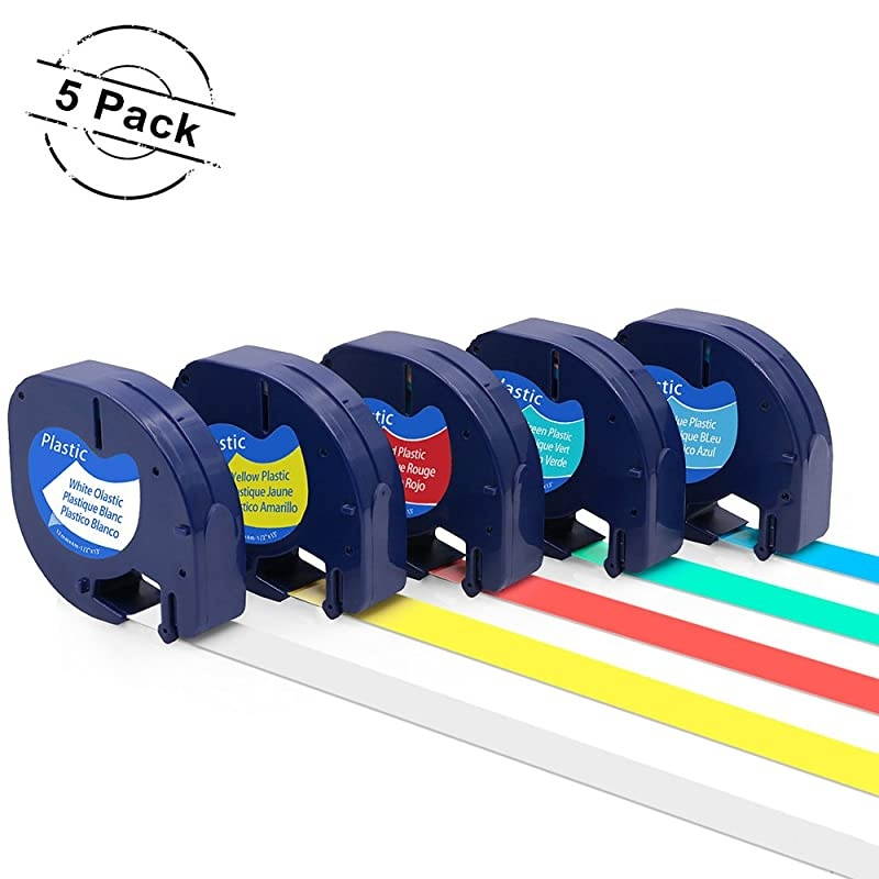 Compatible Label Tape Replacement for DYMO LetraTag Refills Plastic Tape 91331 91332 91333 91334 91335 for Dymo Letra Tag Plus LT100H LT100T QX50 Label Maker 12mm x 4m 12 Inch x 13 Feet