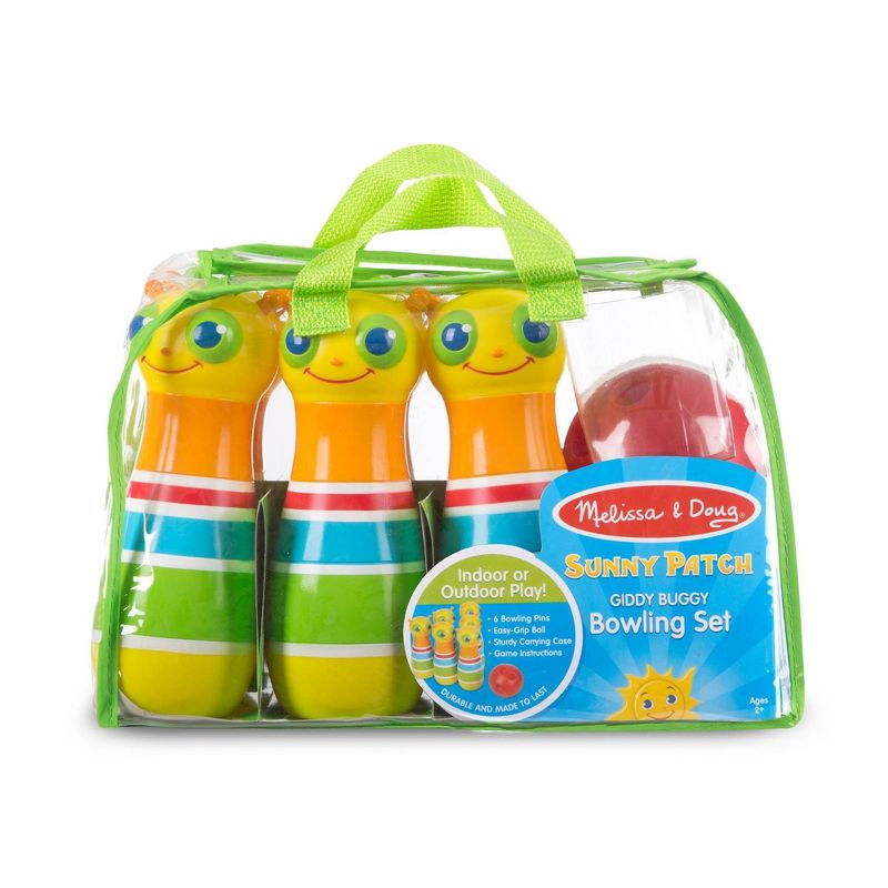 Melissa & Doug Sunny Patch Giddy Buggy Bowling Set with 6 Bug Pins, Bowling Ball and Storage Bag