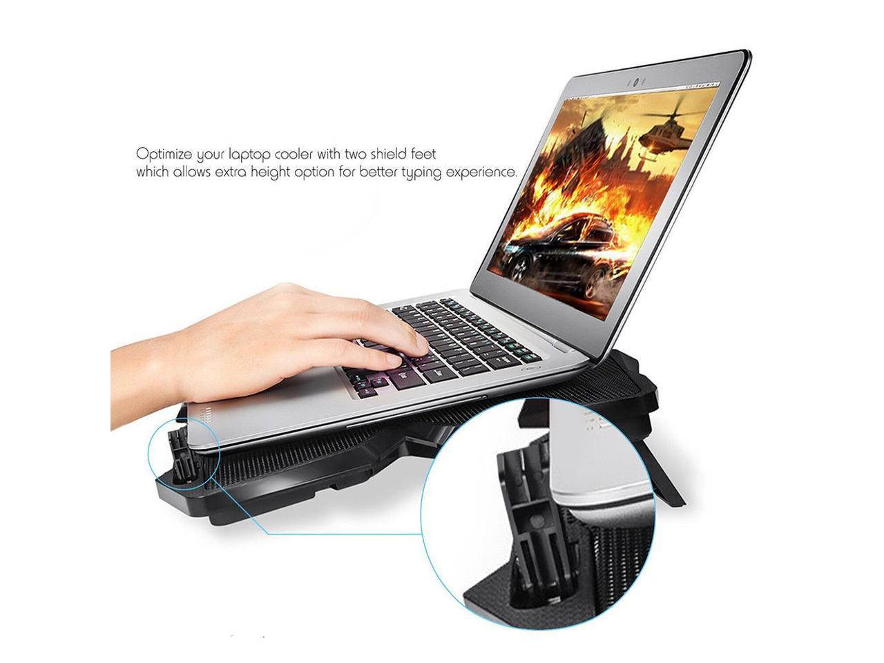 Werleo Laptop Cooler with Stand The Most Powerful Slim Gaming PC Fan Cooler for Computer Rapid Cooling Action 4 LED Fans Quiet USB Laptop Cooling Pad