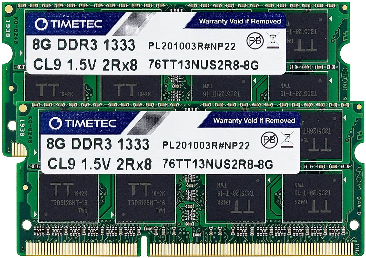 Timetec Hynix IC 16GB Kit(2x8GB) DDR3 1333MHz PC3-10600 Non ECC Unbuffered 1.5V CL9 2Rx8 Dual Rank 204 Pin SODIMM Laptop Notebook Computer Memory Ram Module Upgrade(16GB Kit(2x8GB))