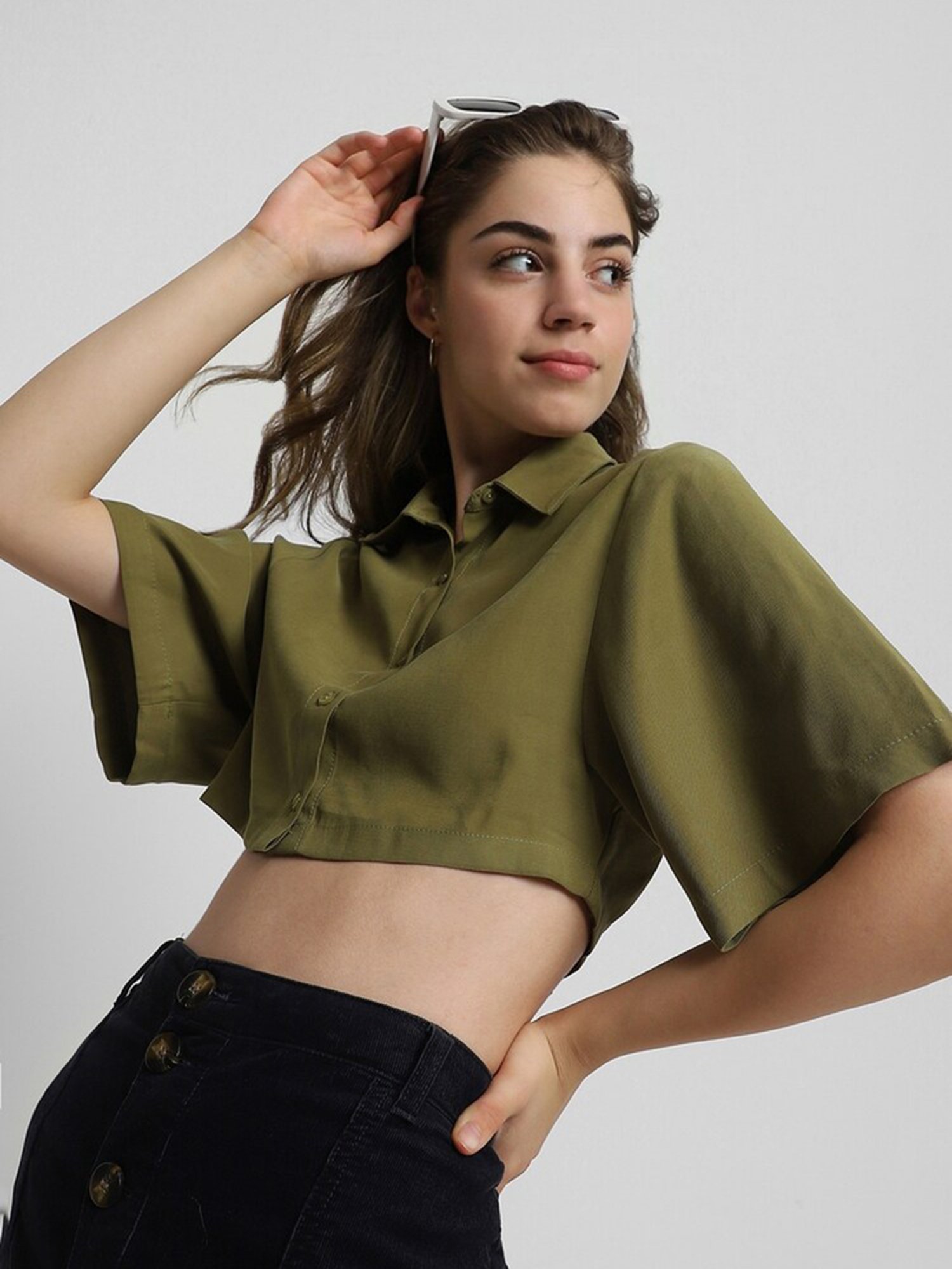 Forever 21 Olive Regular Fit Crop Top