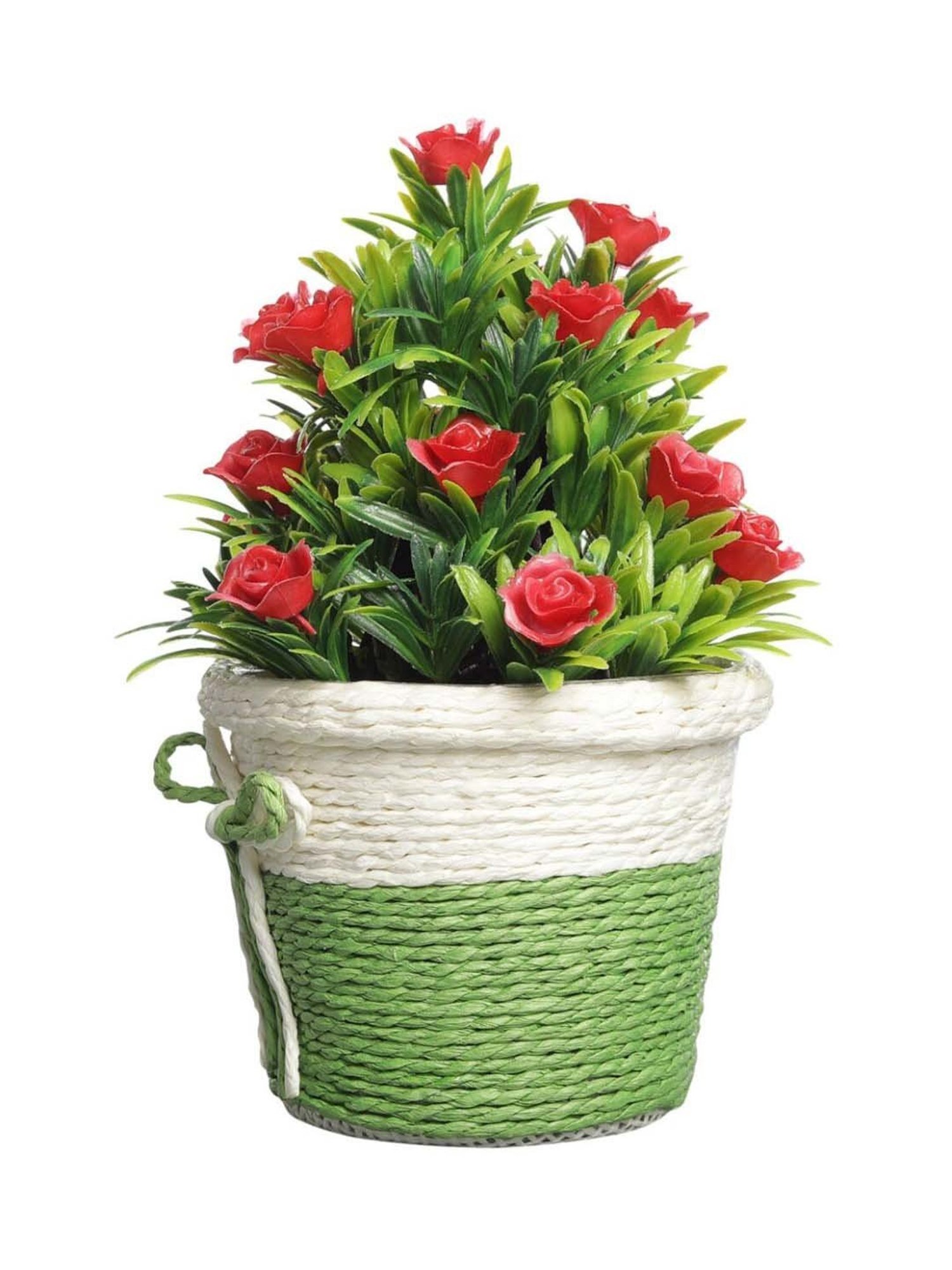 Foliyaj Multicolor Plastic Artificial Flower Plant With Pot - Set of 2